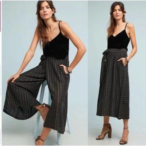 Anthropologie Black Striped Cropped Pants
